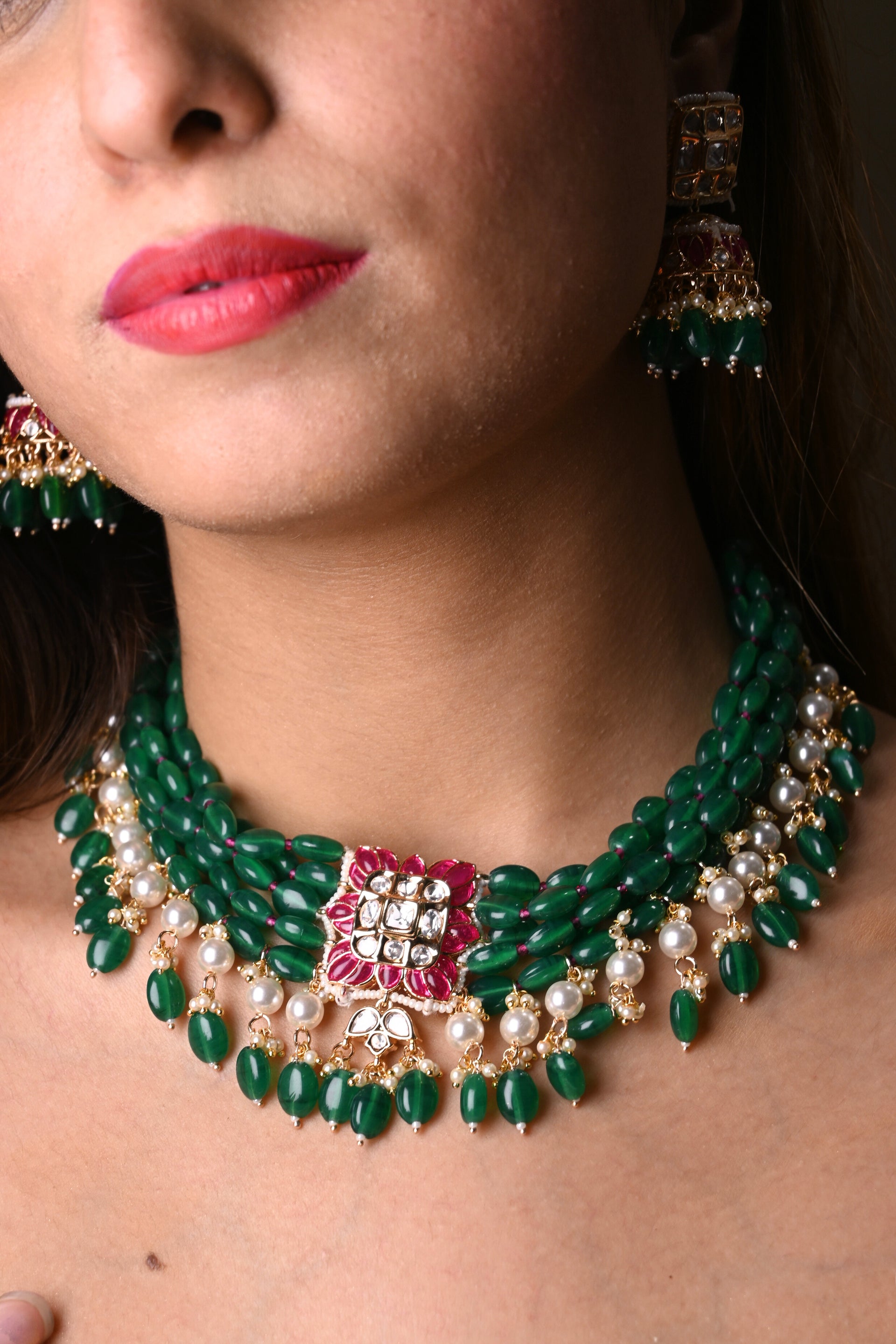 Meharbano Emerald choker