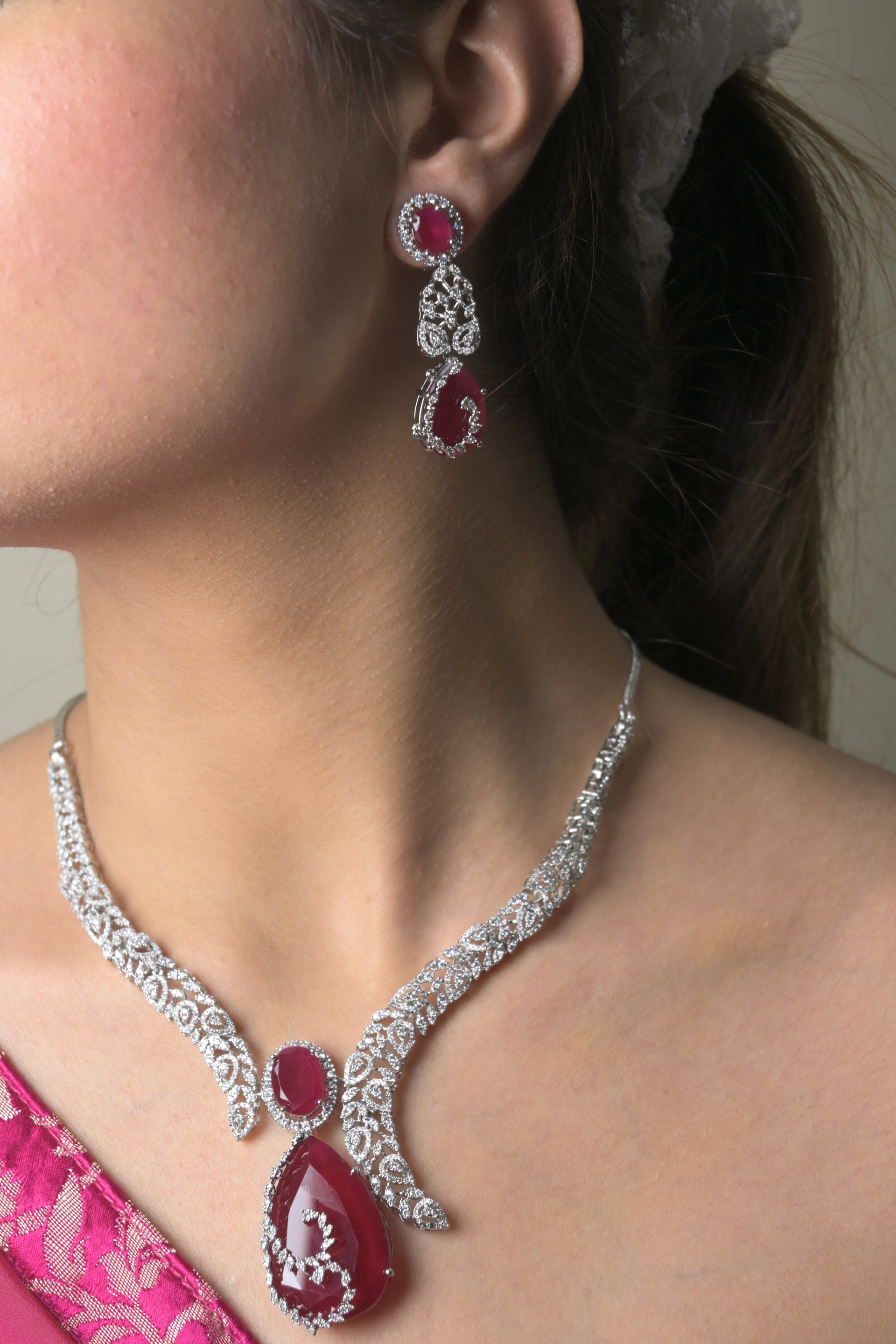 Blushing ruby diamond set