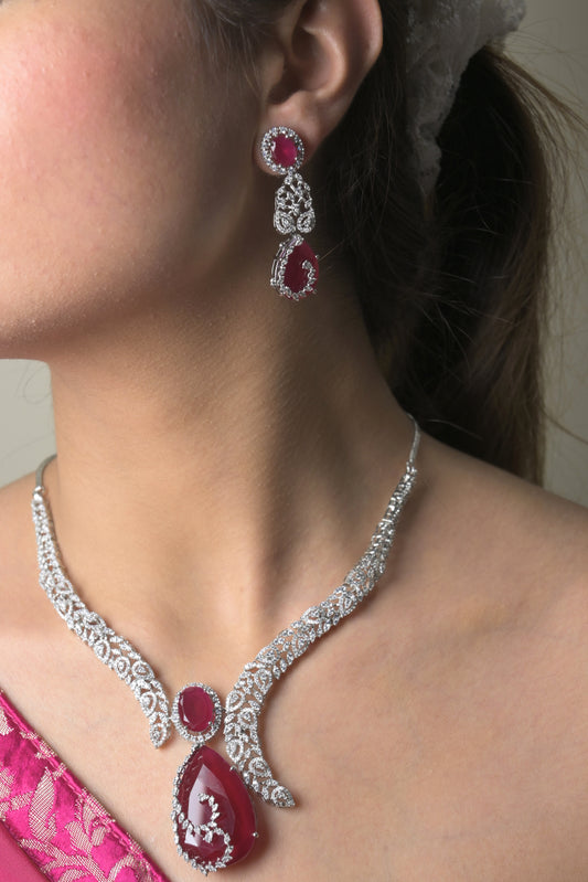 Blushing ruby diamond set