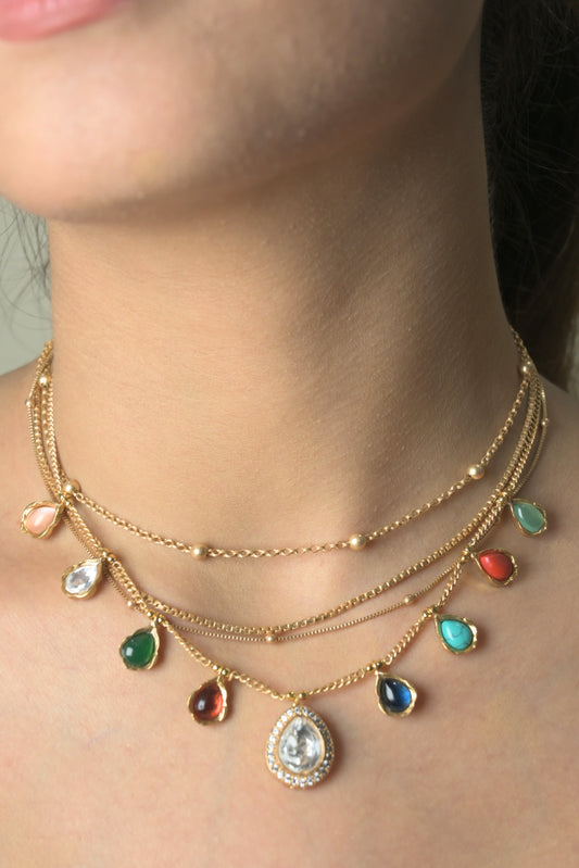 Maina multicoloured layered necklace