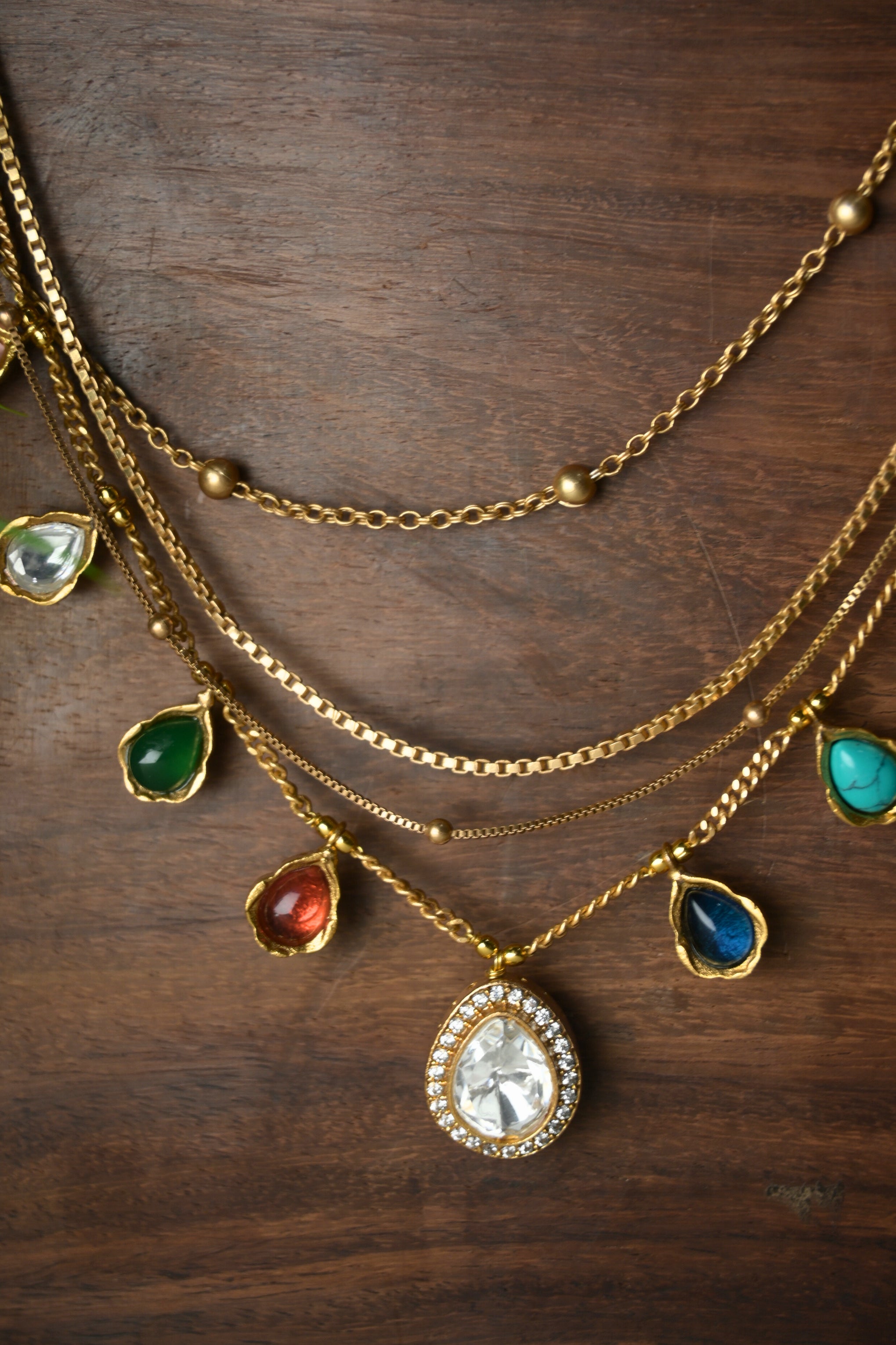 Maina multicoloured layered necklace