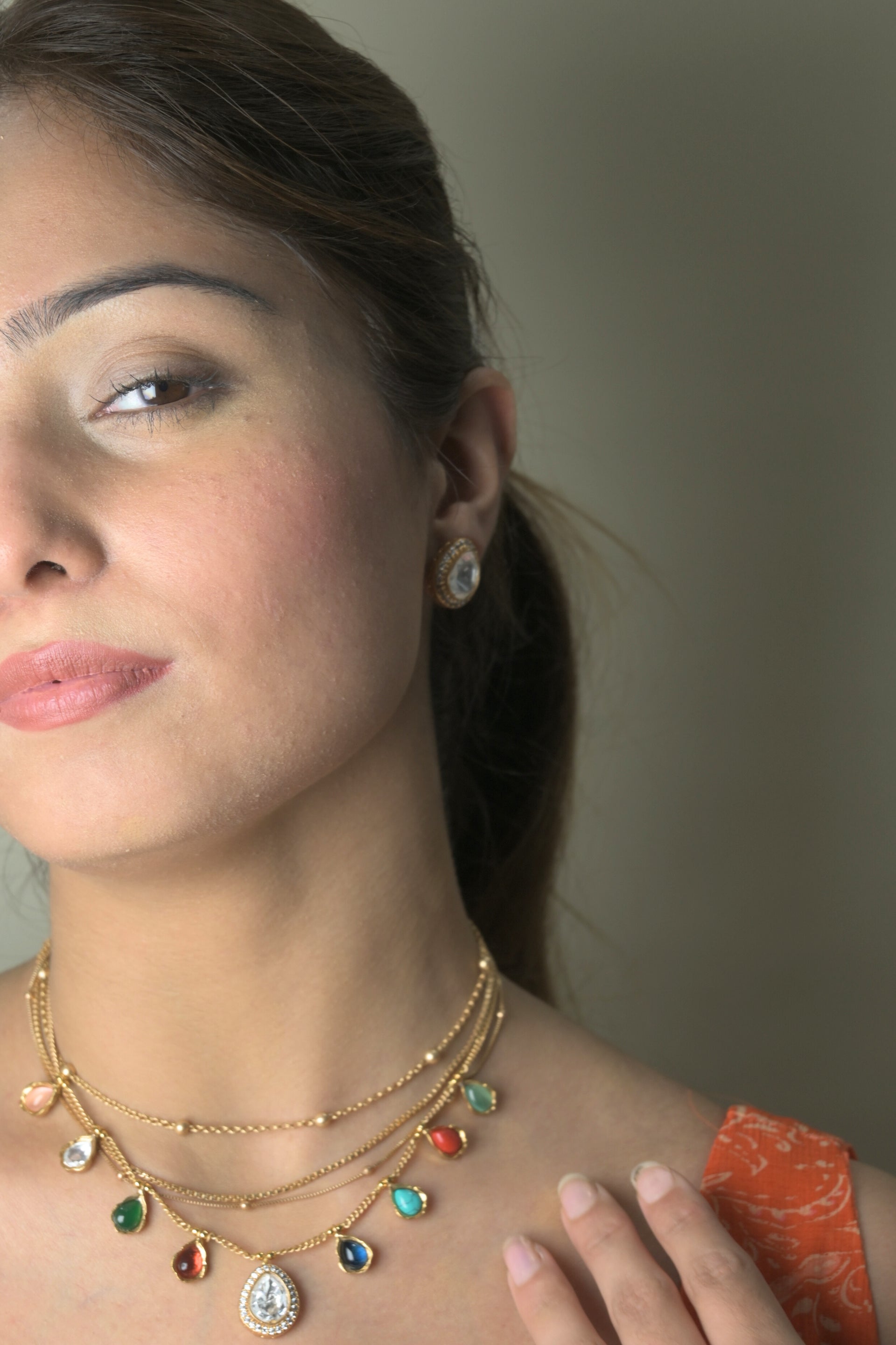 Maina multicoloured layered necklace