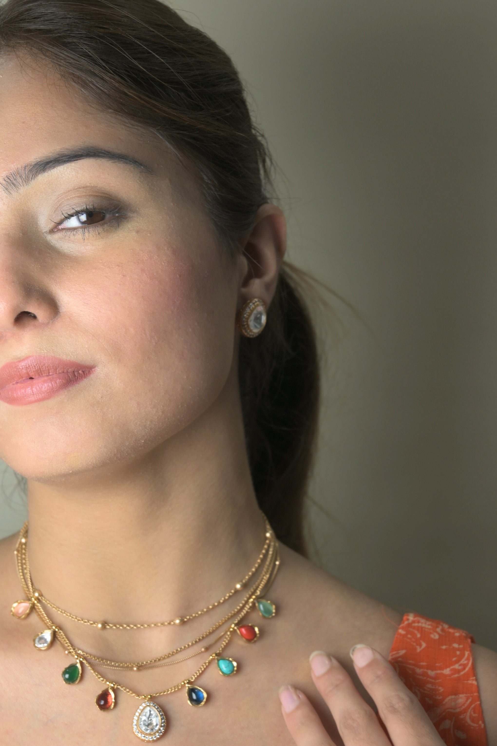 Maina multicoloured layered necklace