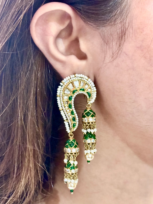 Meena green Jhumka's