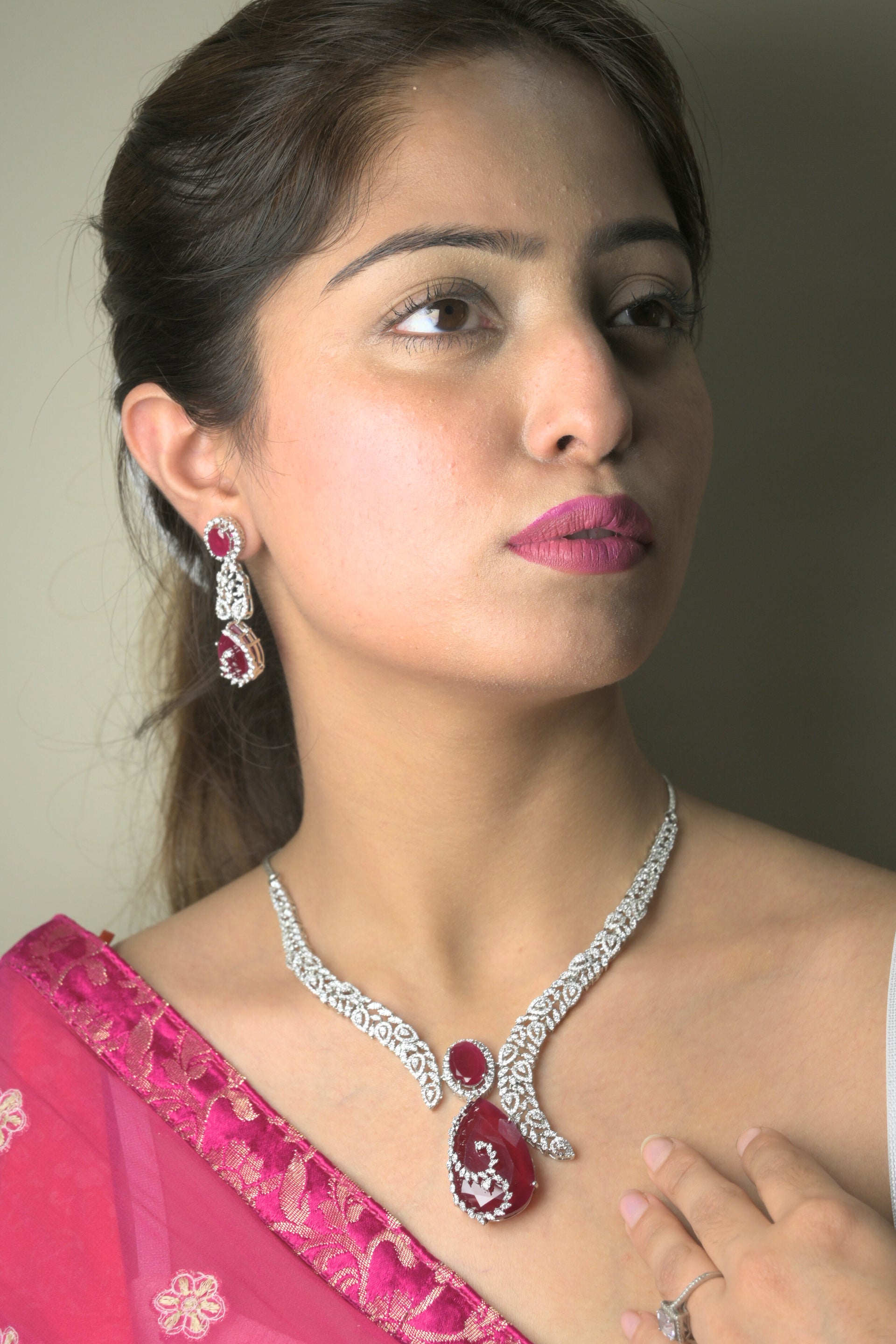Blushing ruby diamond set