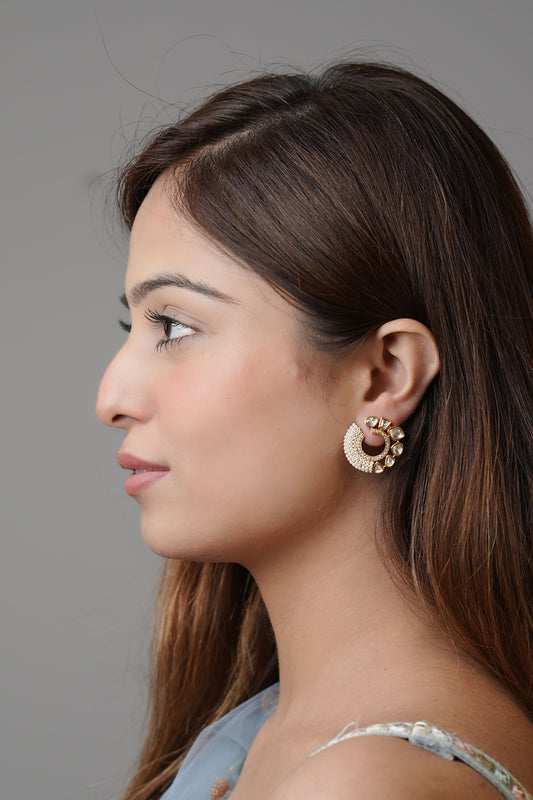 Amaira pearl kundan hoops