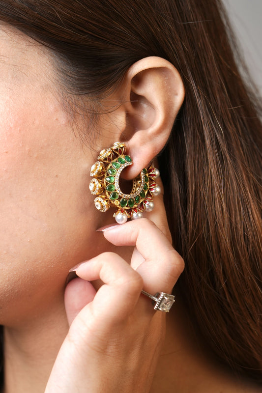 Meharbani green & red hoops