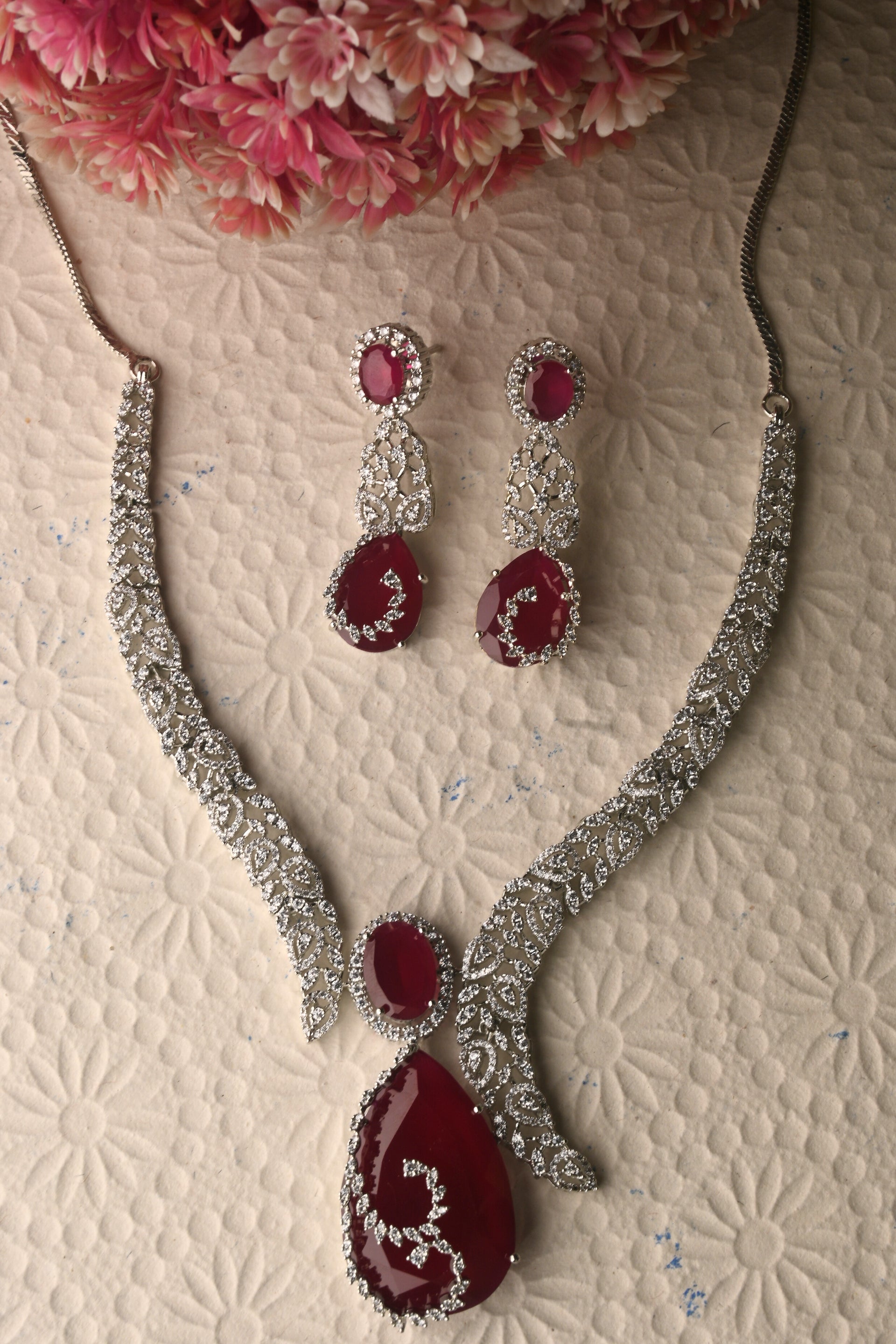 Blushing ruby diamond set