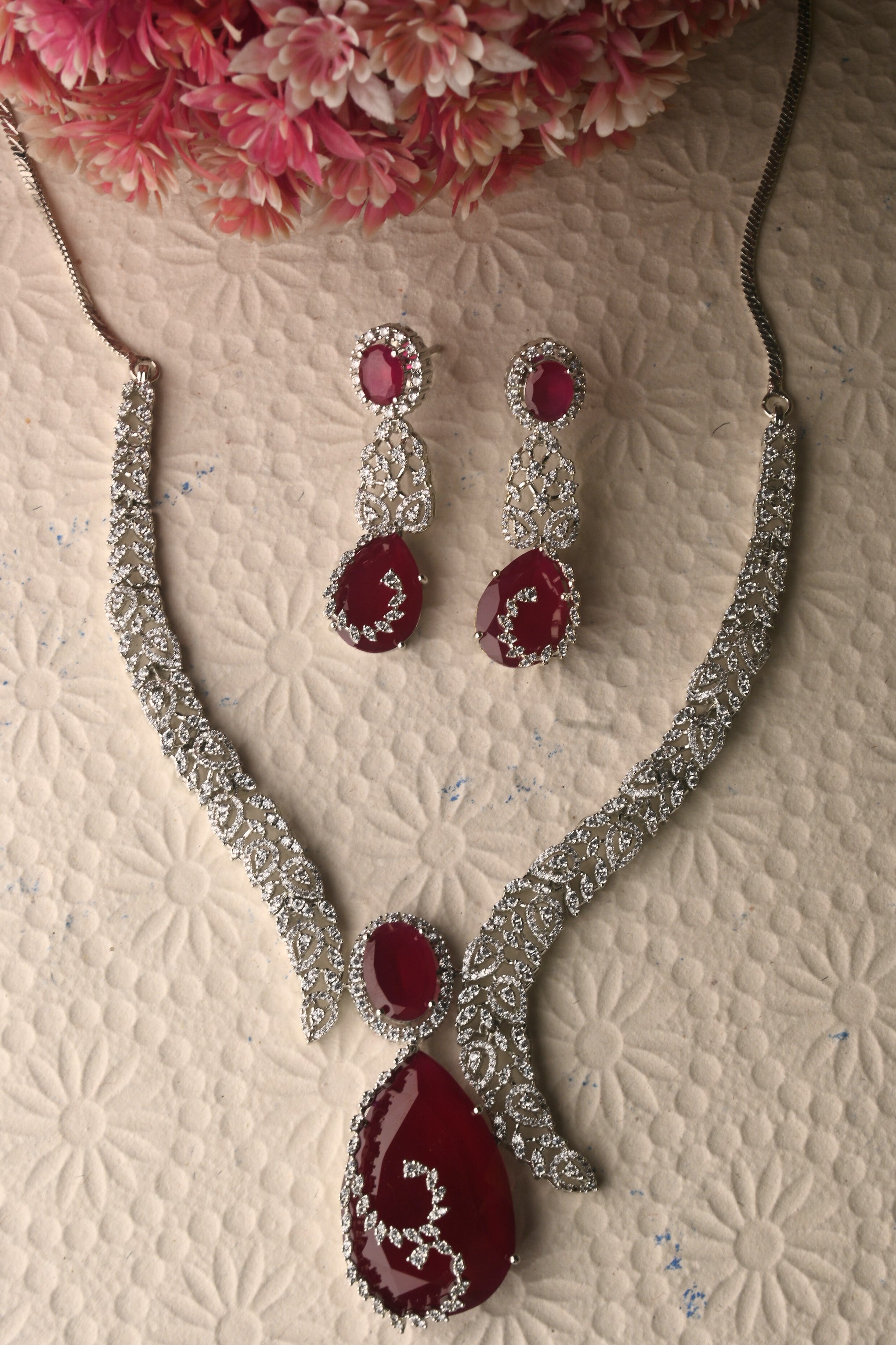 Blushing ruby diamond set