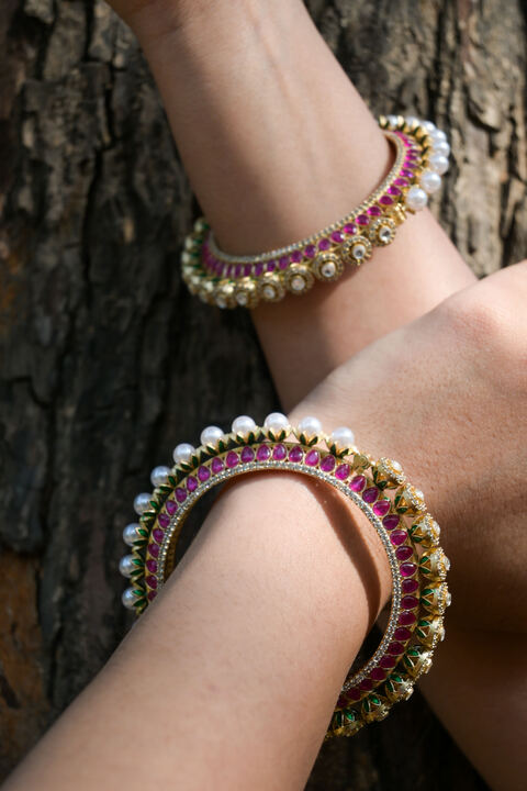 Rajrani meenakari Kada's/ Meherbani pearl kundan kada