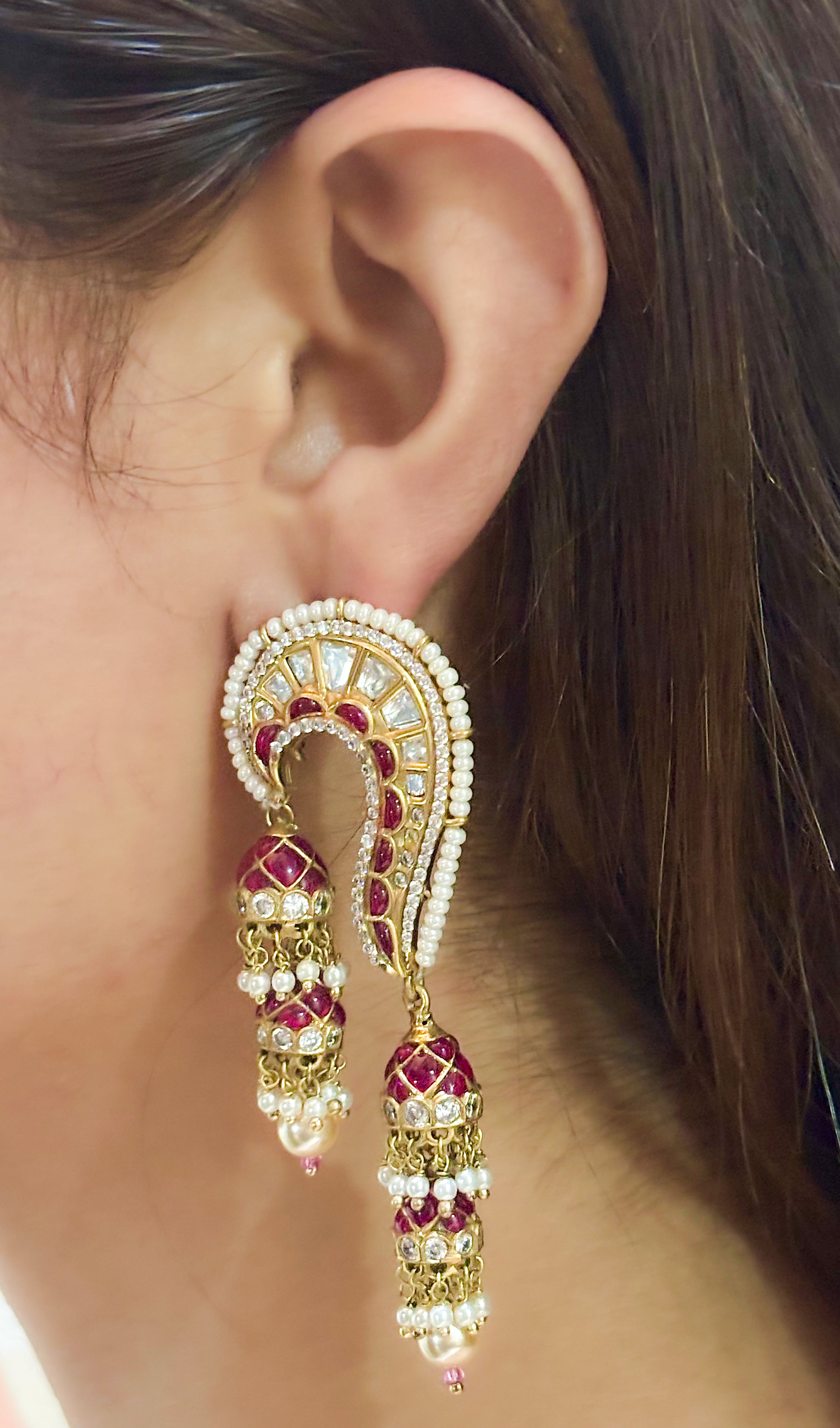 Meena Rani pink Jhumka's – Diva Art Jewellers